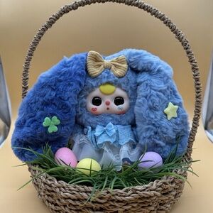 Blue and Yellow Plush Bunny Action Figure